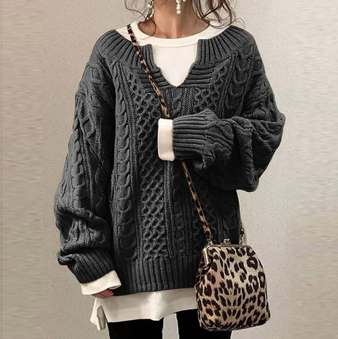 Damen Grobstrickpullover | Locker geschnittener Oversize-Pullover mit weichem Tragegefühl und elastischer Passform