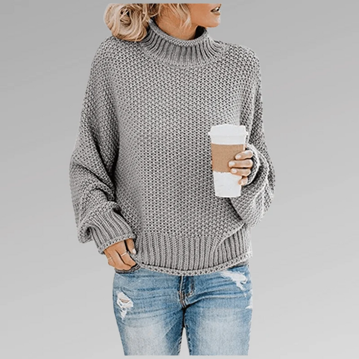 Damen Grobstrickpullover | Warmer Rollkragenpullover mit markanter Strickstruktur für Herbst und Winter