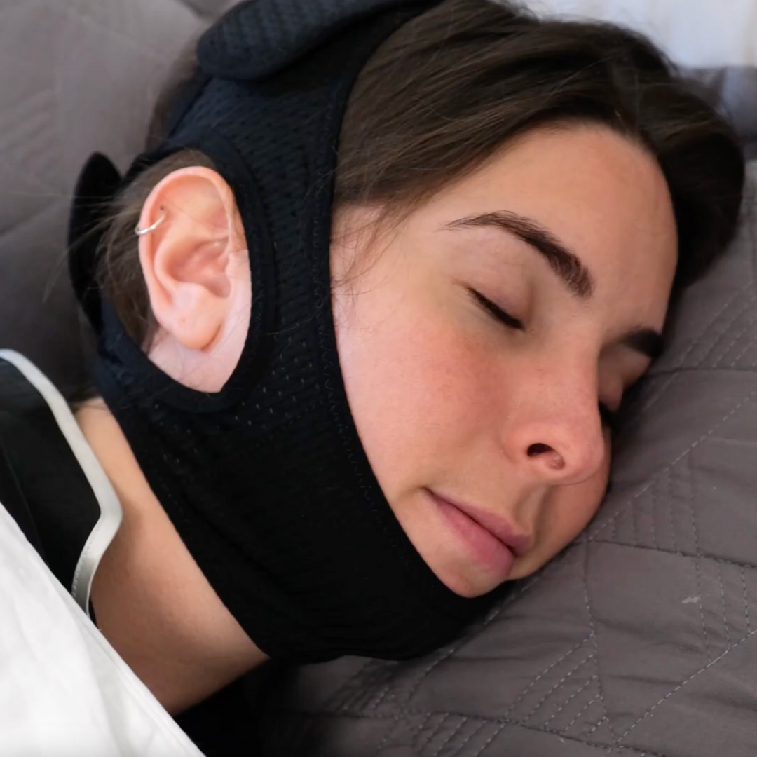 Anti-Snore Headband | Comfortable Sleep Mask with Chin Support | Adjustable &amp; Breathable Neoprene