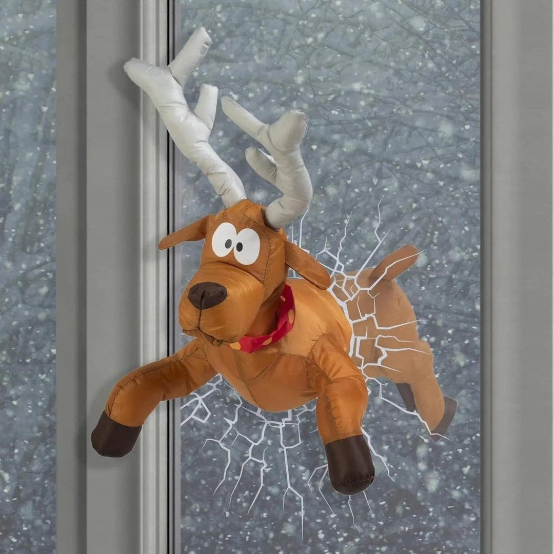 Bewegliche Weihnachts-Fensterdekoration mit LED | Weihnachtsmann oder Rentier mit Saugnäpfen | Batteriebetrieb für Fenster