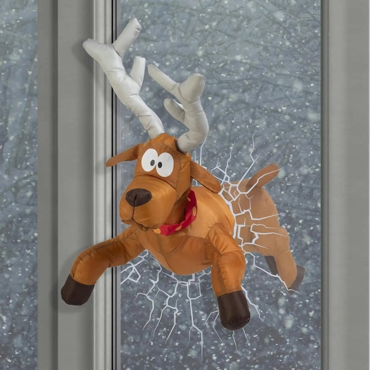 Bewegliche Weihnachts-Fensterdekoration mit LED | Weihnachtsmann oder Rentier mit Saugnäpfen | Batteriebetrieb für Fenster