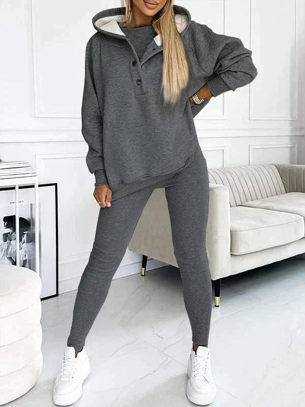 Ensemble de loisirs femme trois pièces | Veste à capuche, pantalon sweat et top | Matière douce