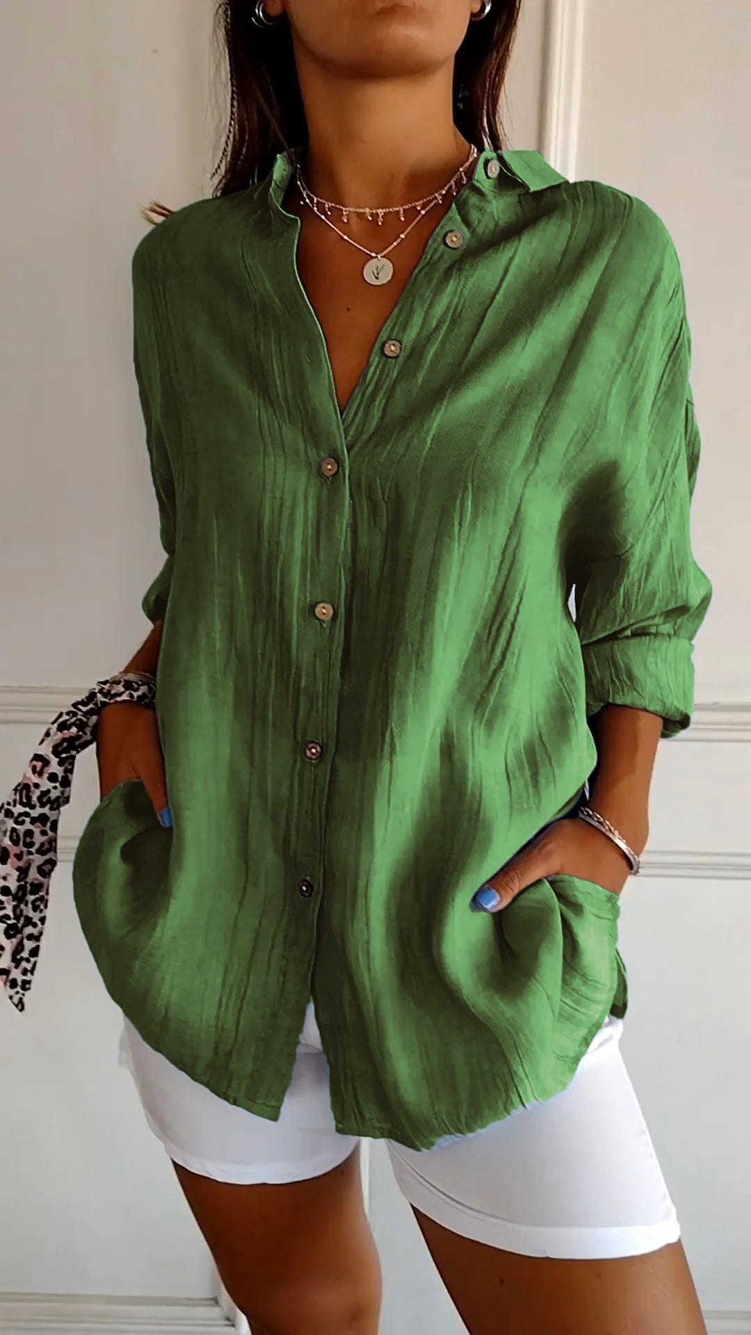 Damen Bluse | Sommerliche Bluse mit lockerer Passform und Knopfleiste
