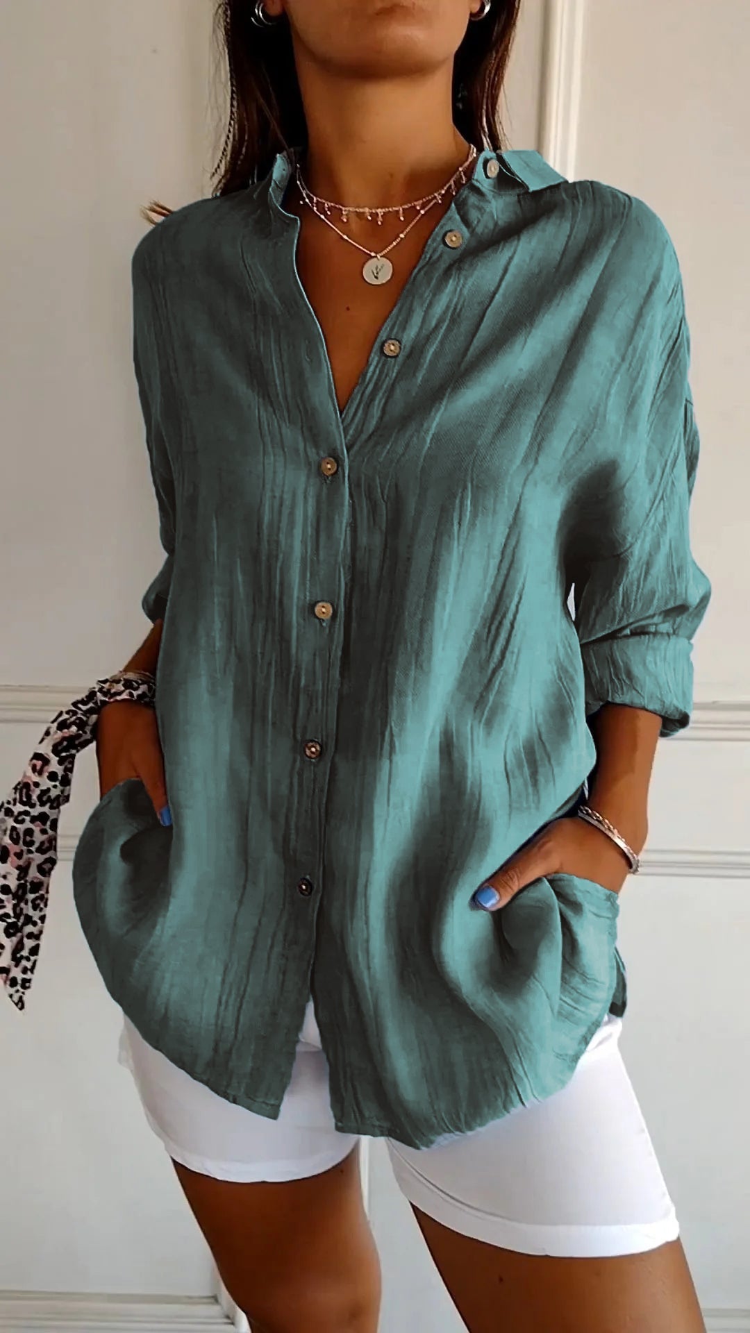 Damen Bluse | Sommerliche Bluse mit lockerer Passform und Knopfleiste