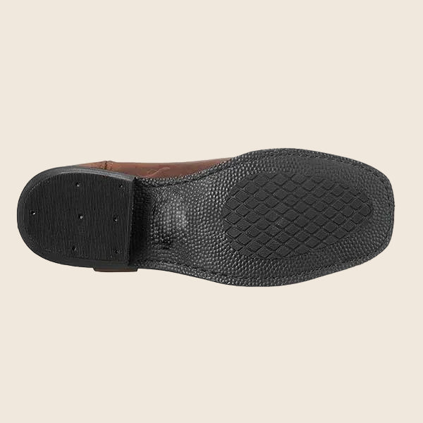 Damen Bikerstiefel aus echtem Vollnarbenleder | Mittelhohe Lederstiefel mit Zierriemen, Nieten, Gummisohle und stabilem Absatz