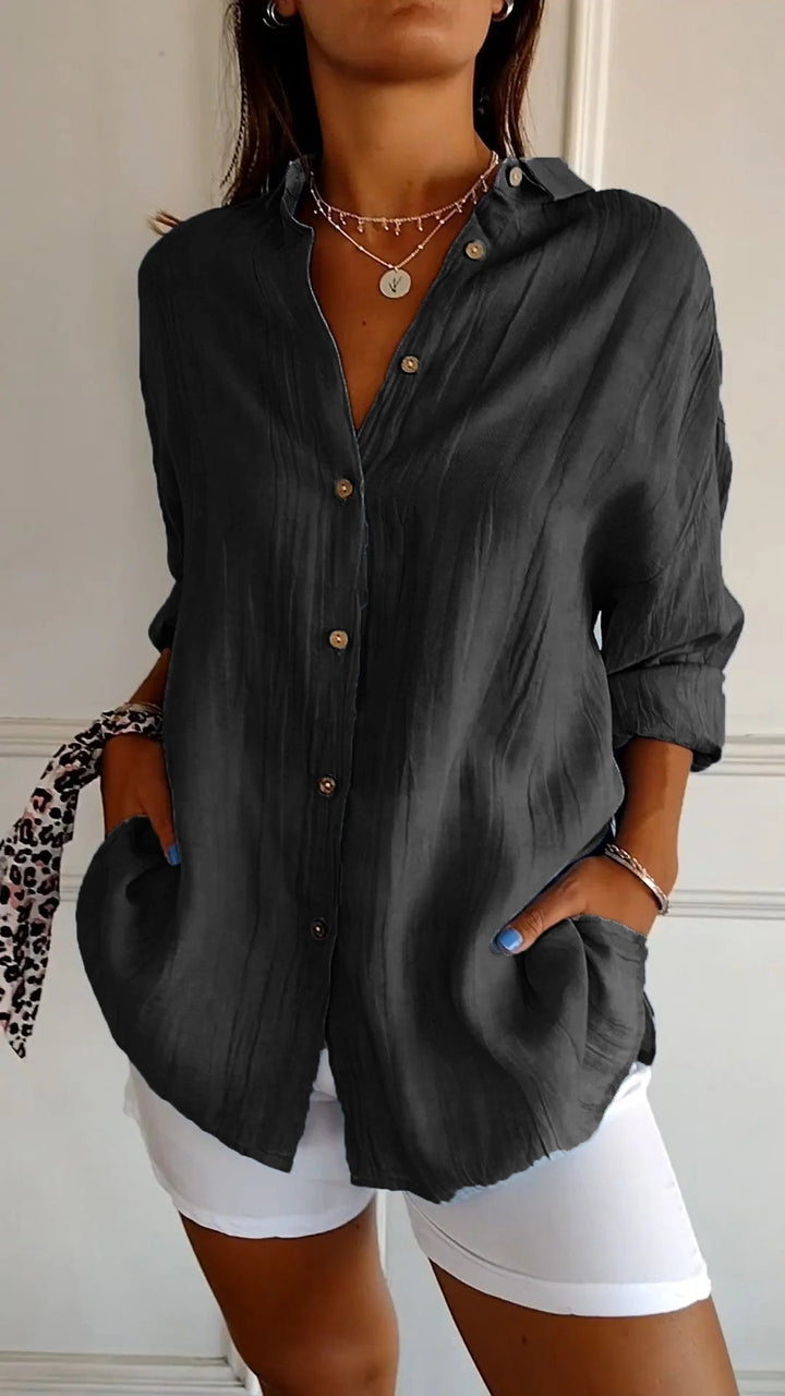 Damen Bluse | Sommerliche Bluse mit lockerer Passform und Knopfleiste