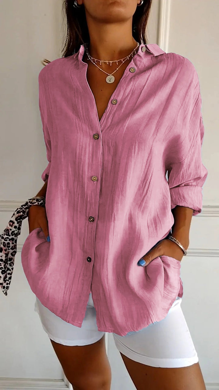 Damen Bluse | Sommerliche Bluse mit lockerer Passform und Knopfleiste