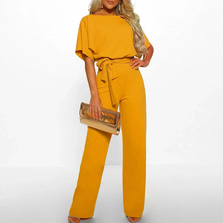 Damen Jumpsuit mit weitem Bein &amp; taillierter Passform | Kurzärmlig mit ausgestelltem Ärmel | Elegant &amp; bequem für Sommer-Events | S–3XL