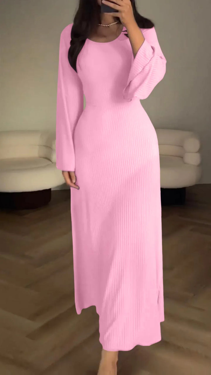 Bodycon-Maxikleid mit Korsett-Schnürung | Flatterärmel &amp; ausgestellter Rock | figurbetont, bequem mit Stretch | S–L