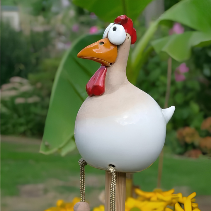 Decorative Chicken Garden Figurine made of Resin | 28 cm Weatherproof &amp; Waterproof | For Garden, Terrace or Kitchen | Cheerful Design