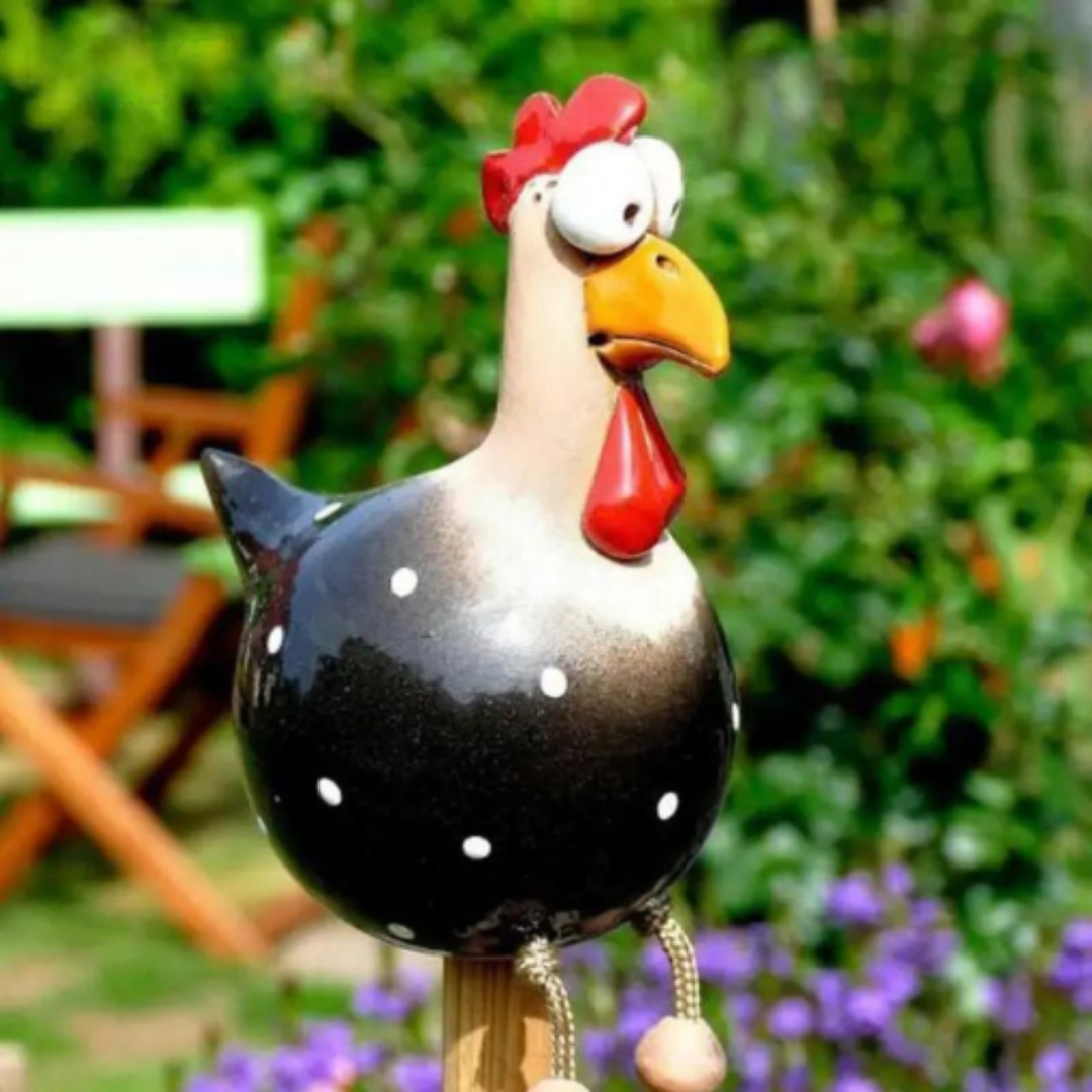 Decorative Chicken Garden Figurine made of Resin | 28 cm Weatherproof &amp; Waterproof | For Garden, Terrace or Kitchen | Cheerful Design