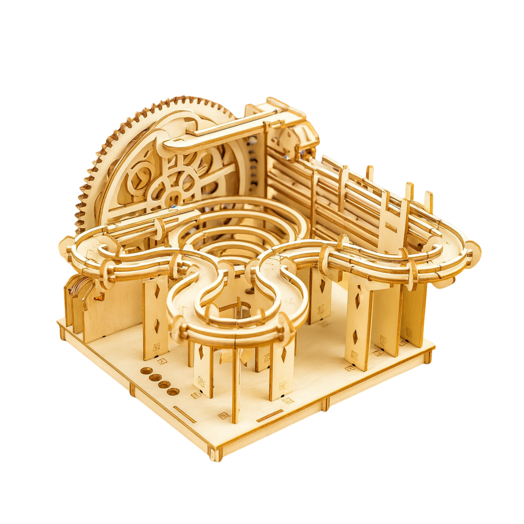 Holz-Kugelbahn Bausatz | Mechanisches 3D-Holzpuzzle mit Zahnrädern zum Selberbauen für Modellbau-Fans