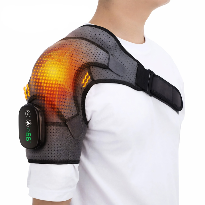 Appareil de thérapie pour épaules SchulterRelief avec chaleur &amp; vibration | 3 modes pour relaxation &amp; circulation | Portable gauche/droite | Rechargeable USB