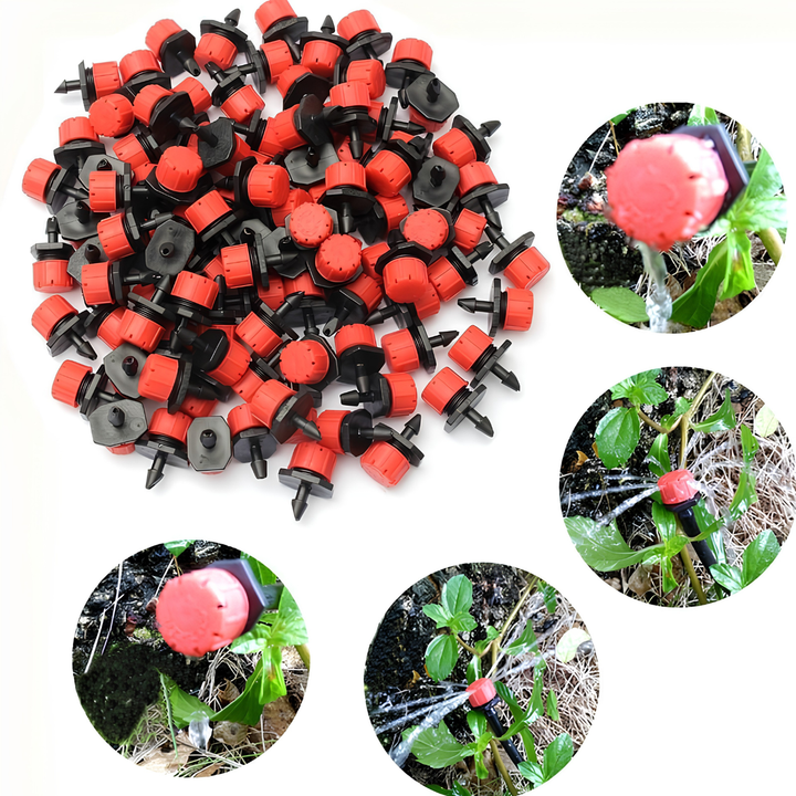 Irrigation dripper 360° adjustable with 8 nozzles – HydraPulse for hose &amp; garden | Self-cleaning against clogging | 50/100 pcs.