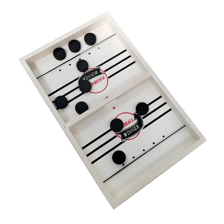 Fast Skill Game for 2 Players | Mini Shuffleboard Sling Puck Made of Wood | Family Game from Age 6 | 35×22.3 cm