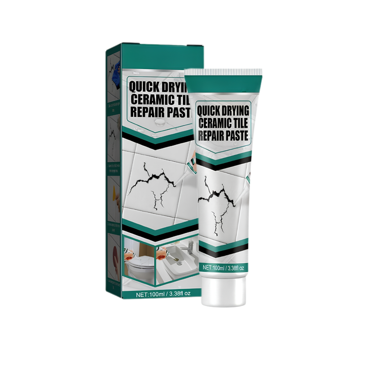 Tile repair paste 100 ml for ceramic &amp; porcelain | seamless patching in 10 minutes | includes spatula &amp; sandpaper