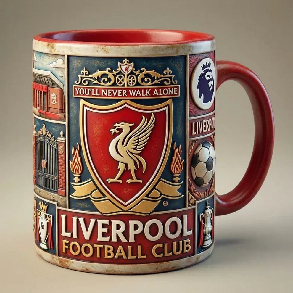 3D Fußball Keramik Tasse 350 ml | Stadion-Relief &amp; Clubdesign | Mikrowellen- &amp; Spülmaschinengeeignet | Fan Becher 12×9 cm