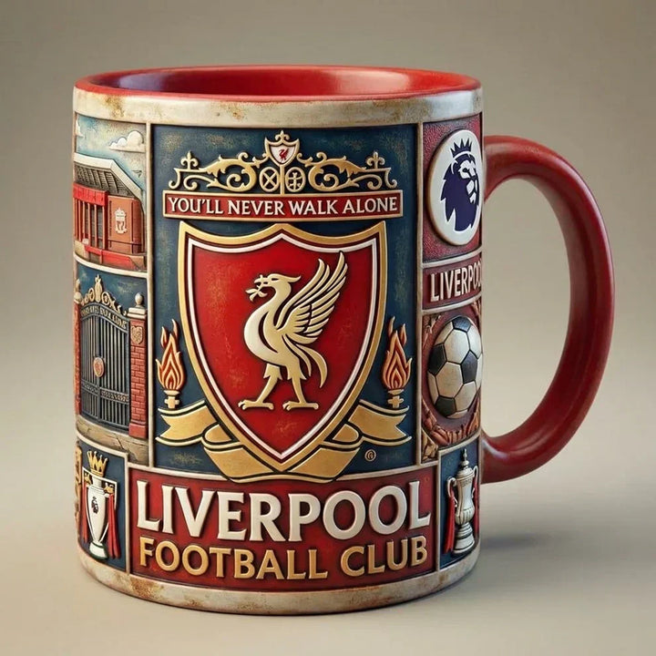 3D Fußball Keramik Tasse 350 ml | Stadion-Relief &amp; Clubdesign | Mikrowellen- &amp; Spülmaschinengeeignet | Fan Becher 12×9 cm