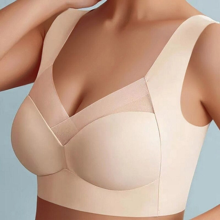 Damen Push-up BH ohne Bügel | Atmungsiver Komfort-BH mit breitem Rückenband | Formender Halt &amp; glatte Silhouette | S–5XL