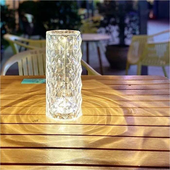 Kristall-Tischlampe mit 3D-Diamant-Effekt | Dimmbare RGB-LED-Lampe mit 16 Farben, Touch-Steuerung &amp; Fernbedienung