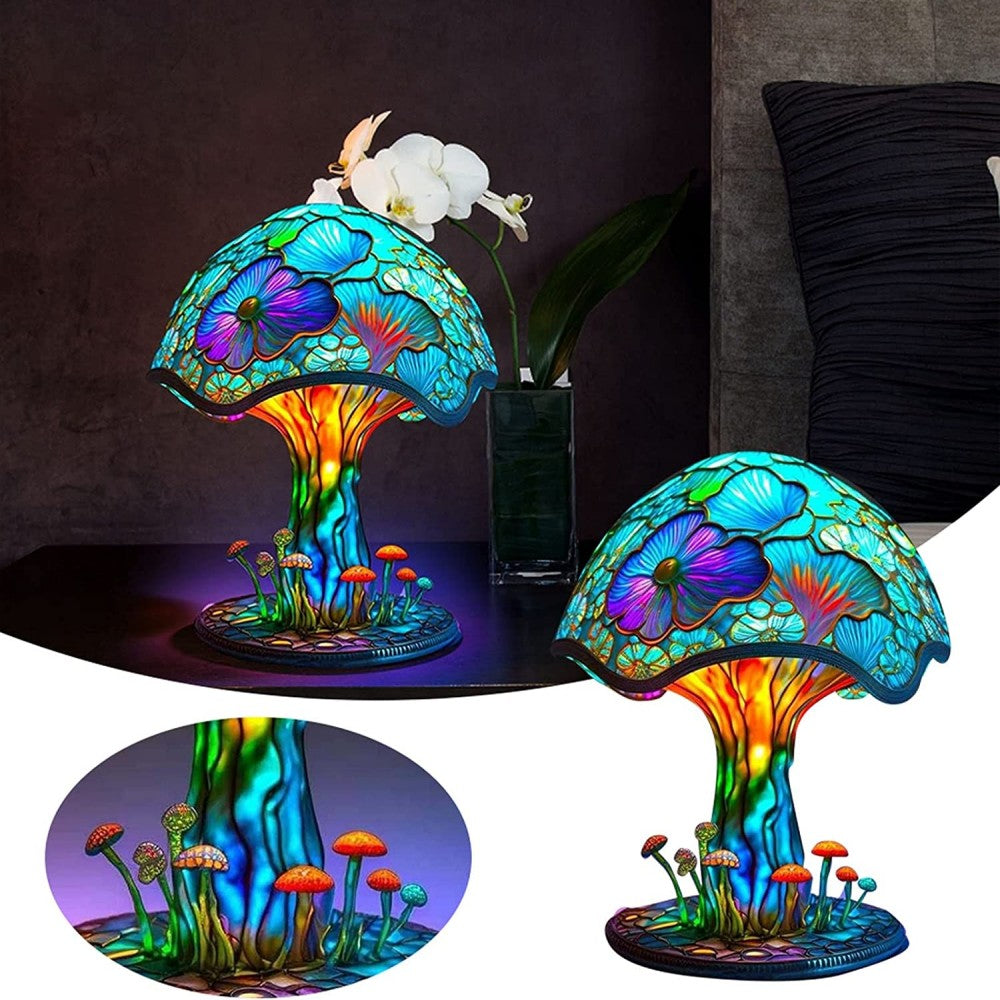 LED-Pilzlampe | Dekorative Tischlampe aus Harz mit warmem LED-Stimmungslicht für Wohn- und Schlafzimmer