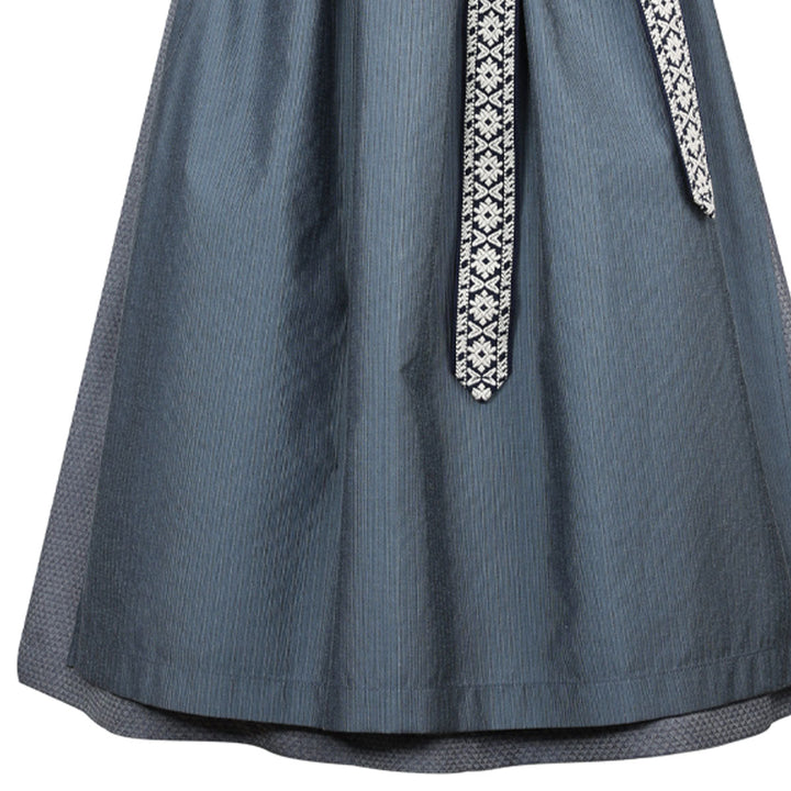 Damen Dirndl Midnight Blau | Midi Samtdirndl mit Herzausschnitt, Denim-Optik und 70 cm Rocklänge