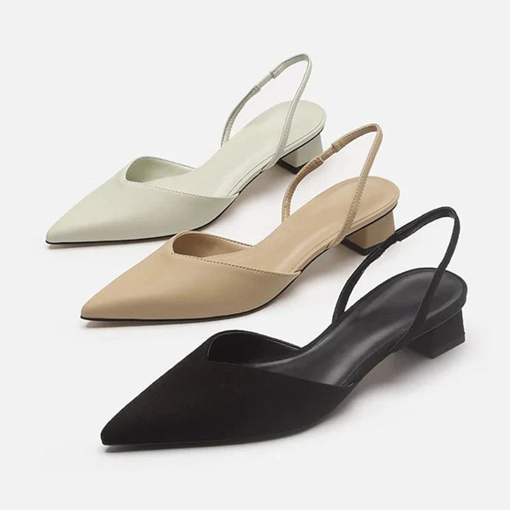 Damen Sandalen mit spitzer Zehenpartie &amp; niedrigem Absatz | Bequem &amp; leicht für den ganzen Tag | Elegant kombinierbar | Alltag &amp; Events