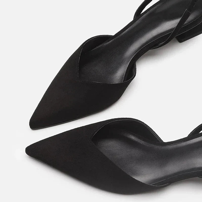 Damen Sandalen mit spitzer Zehenpartie &amp; niedrigem Absatz | Bequem &amp; leicht für den ganzen Tag | Elegant kombinierbar | Alltag &amp; Events