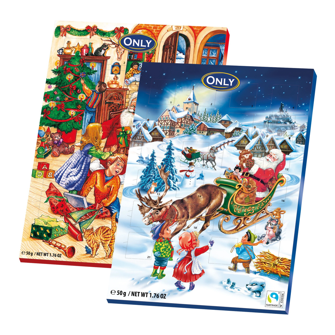Milchschokolade Adventskalender 50 g mit 24 Türchen | Cremige Schokolade mit mindestens 30 % Kakao für Kinder und Erwachsene