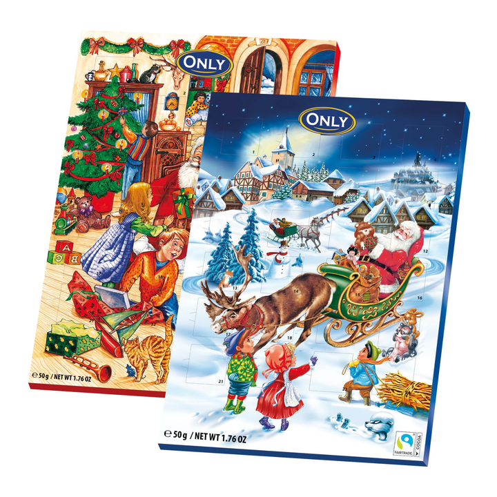 Milchschokolade Adventskalender 50 g mit 24 Türchen | Cremige Schokolade mit mindestens 30 % Kakao für Kinder und Erwachsene