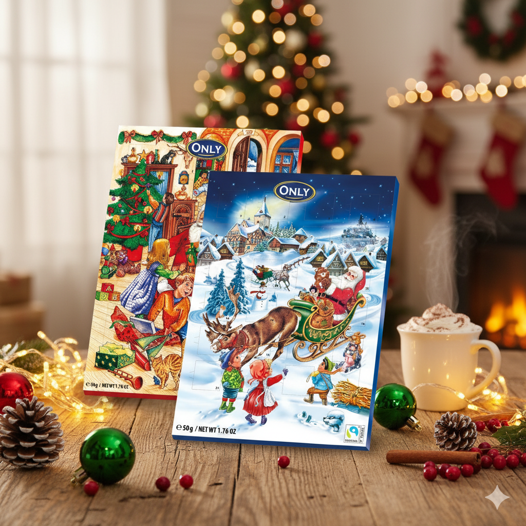 Milchschokolade Adventskalender 50 g mit 24 Türchen | Cremige Schokolade mit mindestens 30 % Kakao für Kinder und Erwachsene