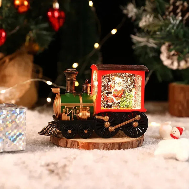 Weihnachtszug mit Beleuchtung | Dekorative Lokomotive mit Schneeeffekt, bunten Lichtern und Batteriebetrieb für festliche Tischdekoration