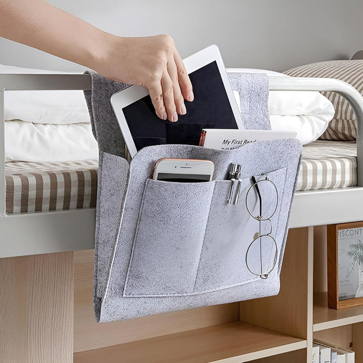 Organizer per letto in feltro | Stile e funzionalità | Libri, tablet e accessori a portata di mano