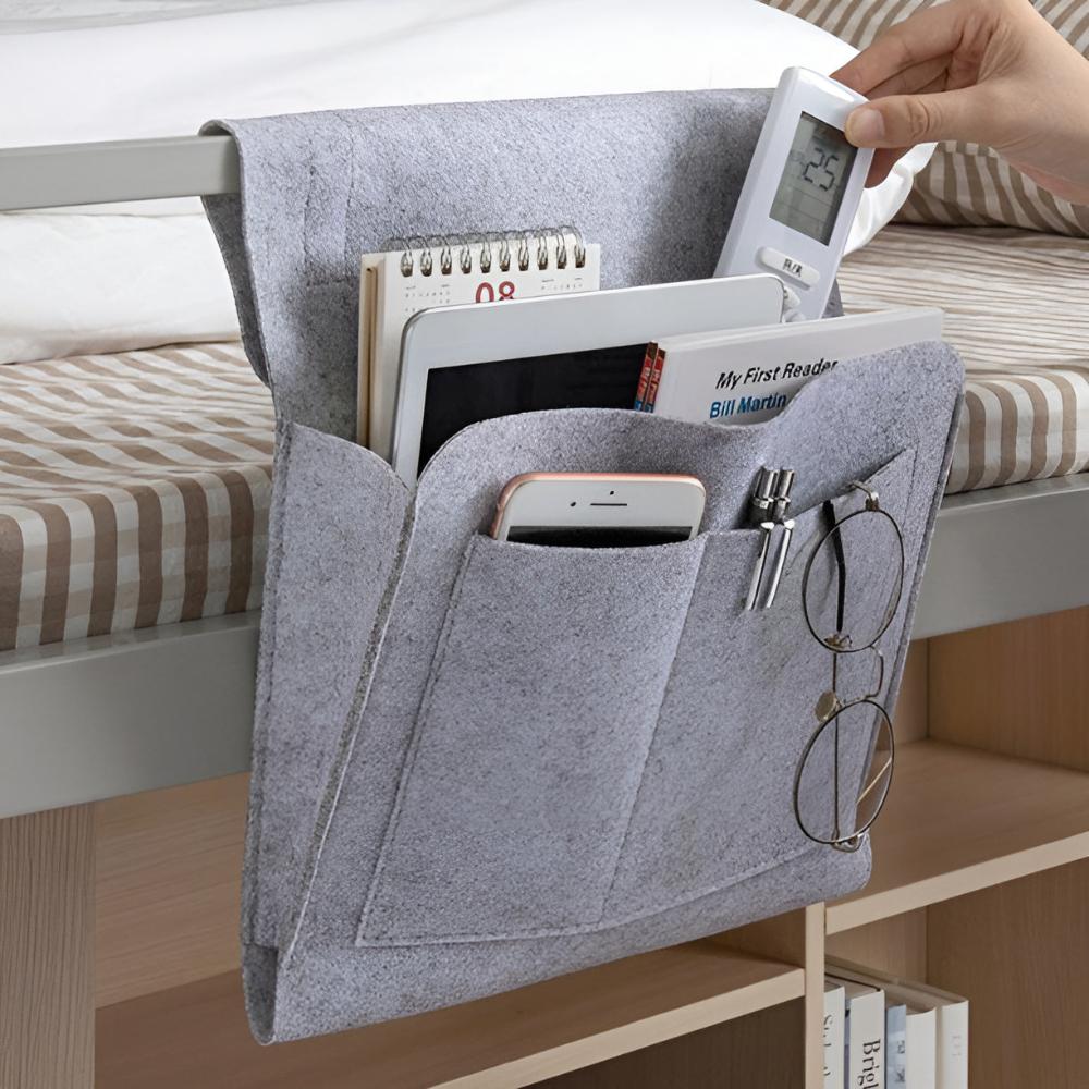 Organizer per letto in feltro | Stile e funzionalità | Libri, tablet e accessori a portata di mano