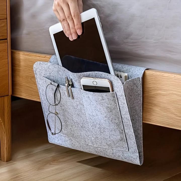 Organizer per letto in feltro | Stile e funzionalità | Libri, tablet e accessori a portata di mano
