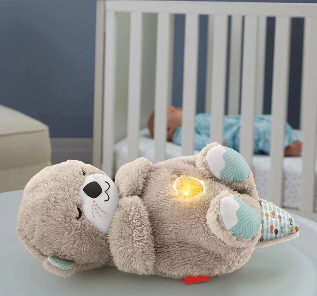 Peluche calmante per bambini 30 cm | Movimento respiratorio, luce soffusa e suoni | Timer fino a 30 min, volume | Lavabile