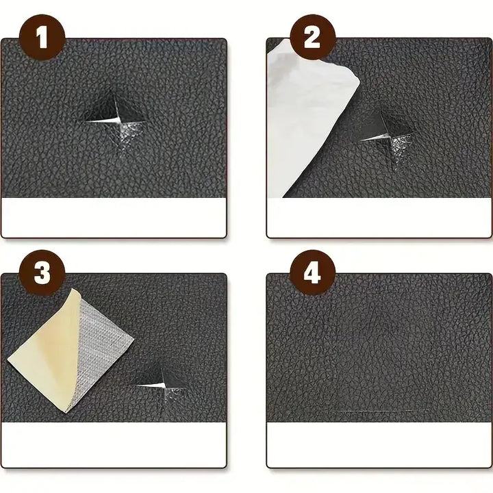 Kit de réparation cuir auto-adhésif 50 × 138 cm | Patchs de réparation découpables | Étanche &amp; robuste | Pour canapé, voiture &amp; sacs