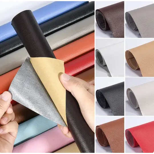 Kit de réparation cuir auto-adhésif 50 × 138 cm | Patchs de réparation découpables | Étanche &amp; robuste | Pour canapé, voiture &amp; sacs