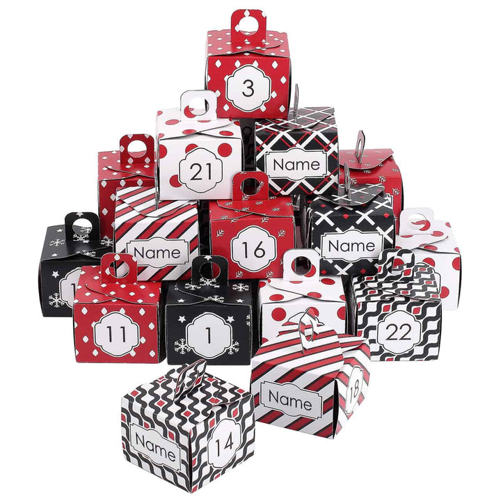 Adventskalender zum Befüllen mit Wunschtext | Personalisierter Weihnachtskalender mit 24 Türchen und Christbaumschmuck-Motiv