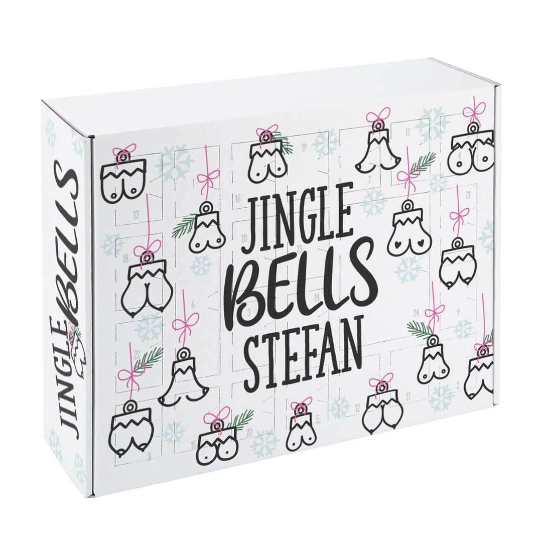Lustiger Adventskalender zum Befüllen | Personalisierter Weihnachtskalender mit 24 Türchen, witzigem Motiv und Wunschnamen