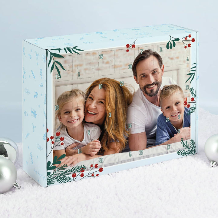 Adventskalender zum Befüllen mit Foto | Personalisierter Weihnachtskalender mit 24 Türchen, eigenem Fotodruck und Steckinlay