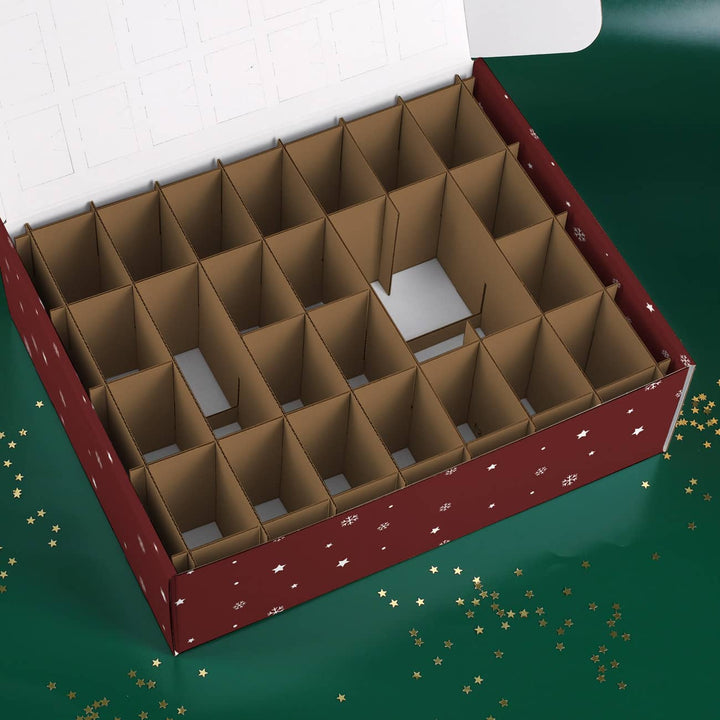 Adventskalender zum Befüllen | Personalisierter Weihnachtskalender mit lustigem Spruch, Wunschtext und 24 Fächern für kleine Geschenke
