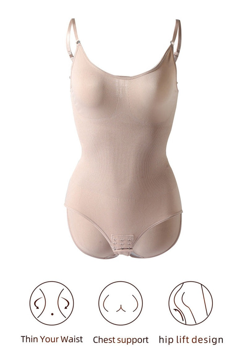 Women’s Shapewear Body with Deep Neckline | Figure Shaping Bodysuit for Smooth Silhouette | Breathable, Elastic, Invisible