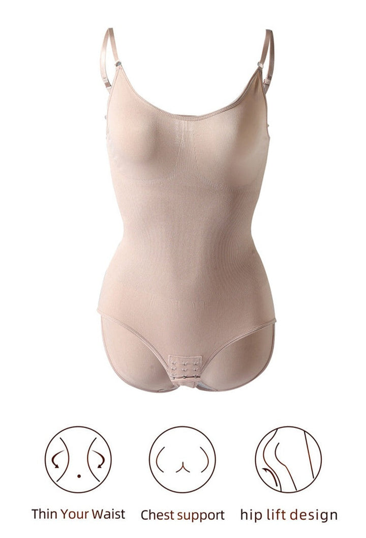 Women’s Shapewear Body with Deep Neckline | Figure Shaping Bodysuit for Smooth Silhouette | Breathable, Elastic, Invisible