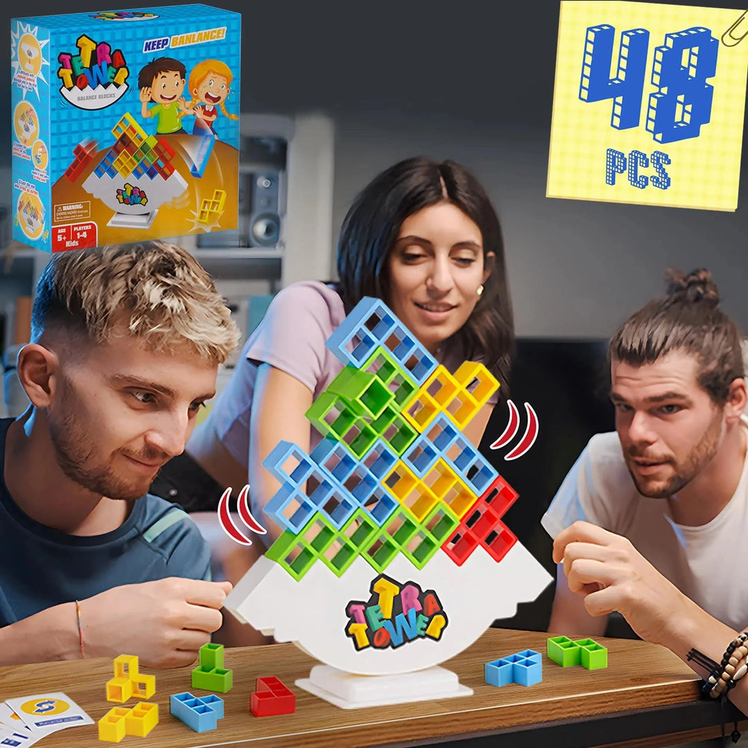 3D Tetris Stapelspiel mit 16 Bausteinen | Geschicklichkeits- &amp; Denkspiel für Kinder &amp; Erwachsene | Fördert Konzentration &amp; Motorik
