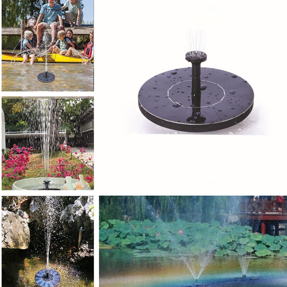Solar-powered bird fountain for pond &amp; birdbath | Wireless, ready in 1 second | 4 interchangeable spray heads | Black