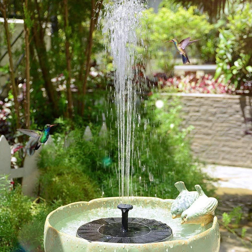 Solar-powered bird fountain for pond &amp; birdbath | Wireless, ready in 1 second | 4 interchangeable spray heads | Black