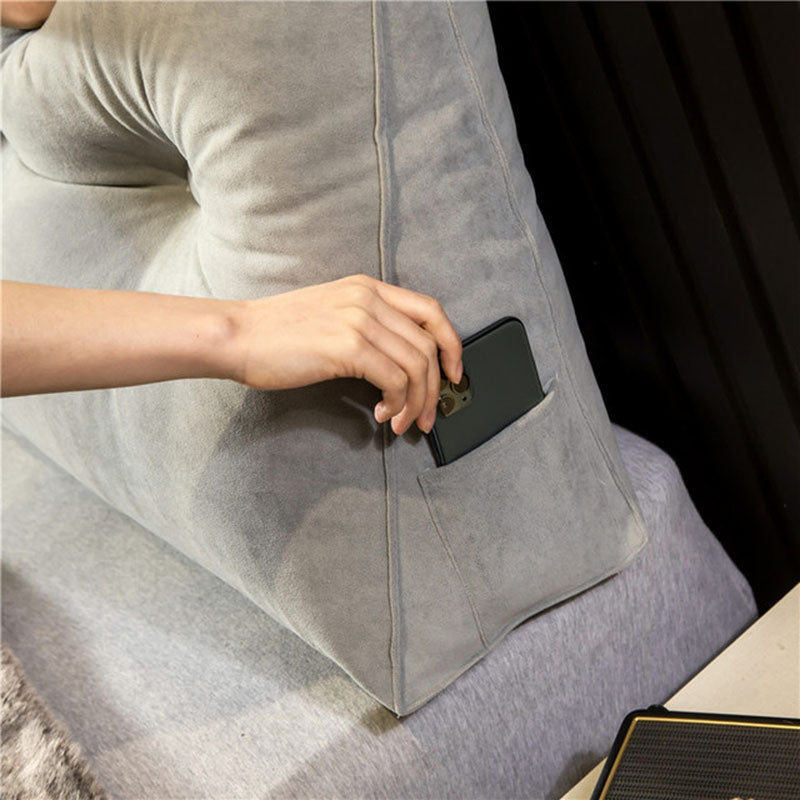 Wedge Pillow for Bed &amp; Sofa | Back &amp; Neck Support When Sitting | Removable, Washable Cover + Side Pocket | 3 Sizes