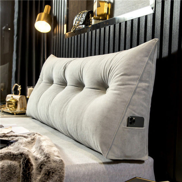 Wedge Pillow for Bed &amp; Sofa | Back &amp; Neck Support When Sitting | Removable, Washable Cover + Side Pocket | 3 Sizes
