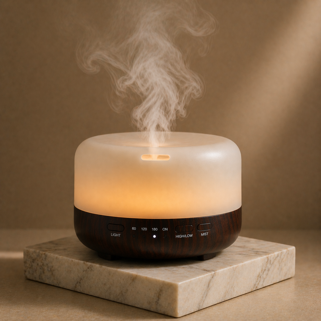 Elektrischer Aroma-Diffuser | Hitzefreie Ultraschall-Vernebelung mit LED-Licht, zwei Nebelmodi und Abschaltautomatik